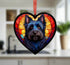Cairn Terrier Black Stained Glass Effect Heart Suncatcher